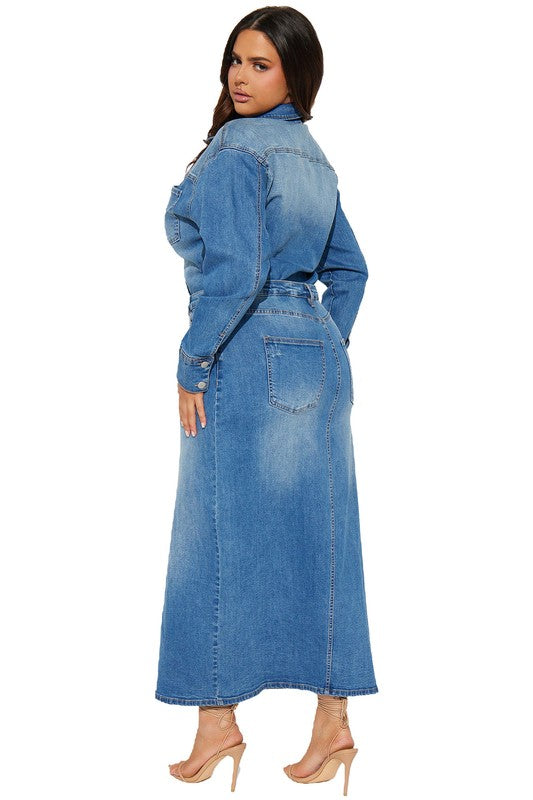 Long Denim Long Sleeves Dress