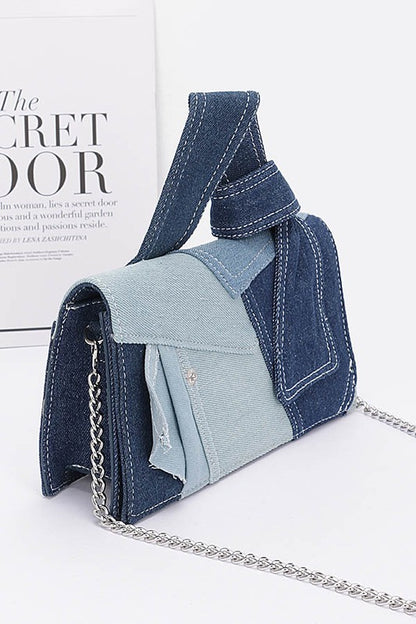 Mix Piecing Denim Crossbody Bag