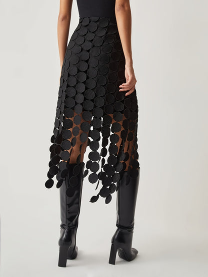 Black Semi-Sheer Cut-Out Skirt