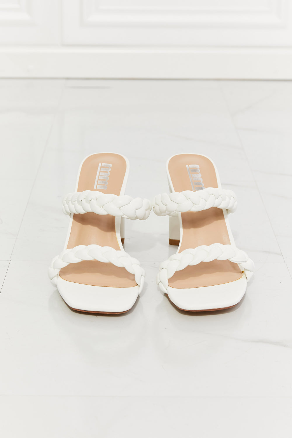 MMShoes In Love Double Braided White Block Heel Sandals Posh Styles Apparel