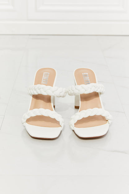 MMShoes In Love Double Braided White Block Heel Sandals Posh Styles Apparel