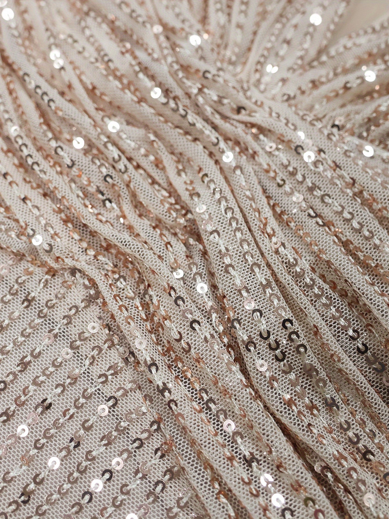 Deep V-Neck, Short Sleeve, Sequin Formal Gown with Waist Ruching