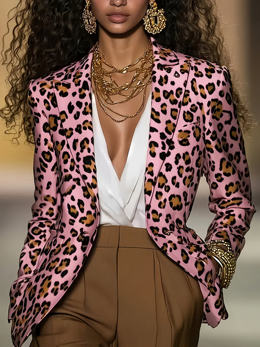 Pink Leopard Print Blazer
