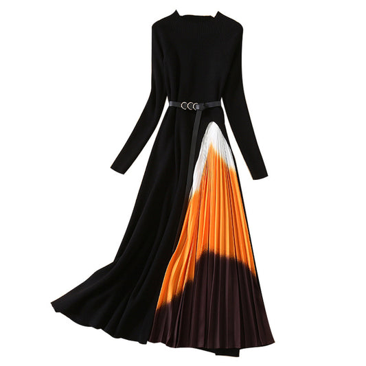 Knitted Pleated Midi Dress