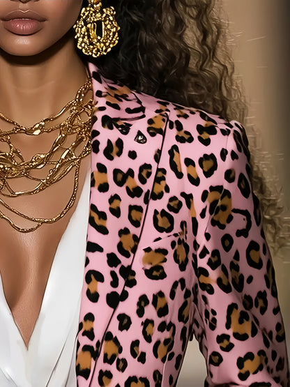 Pink Leopard Print Blazer