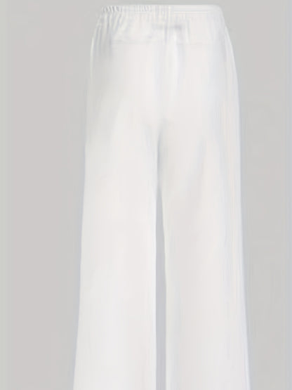 Linen Floral Print Wide Leg Pants