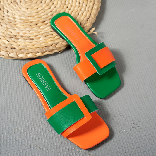 Two tone Flat Mules