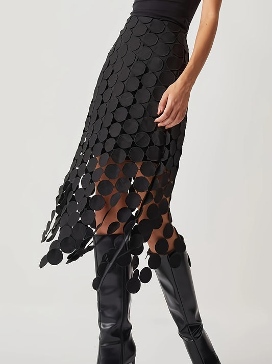 Black Semi-Sheer Cut-Out Skirt