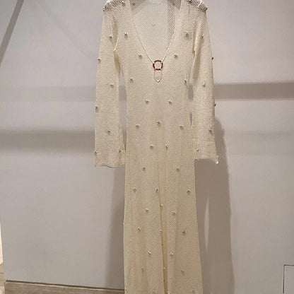 Knitted French Style Long Beach Dress