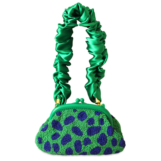 ARNOLDI JADE Hand-beaded Clutch Bag In Lush Green & Blue