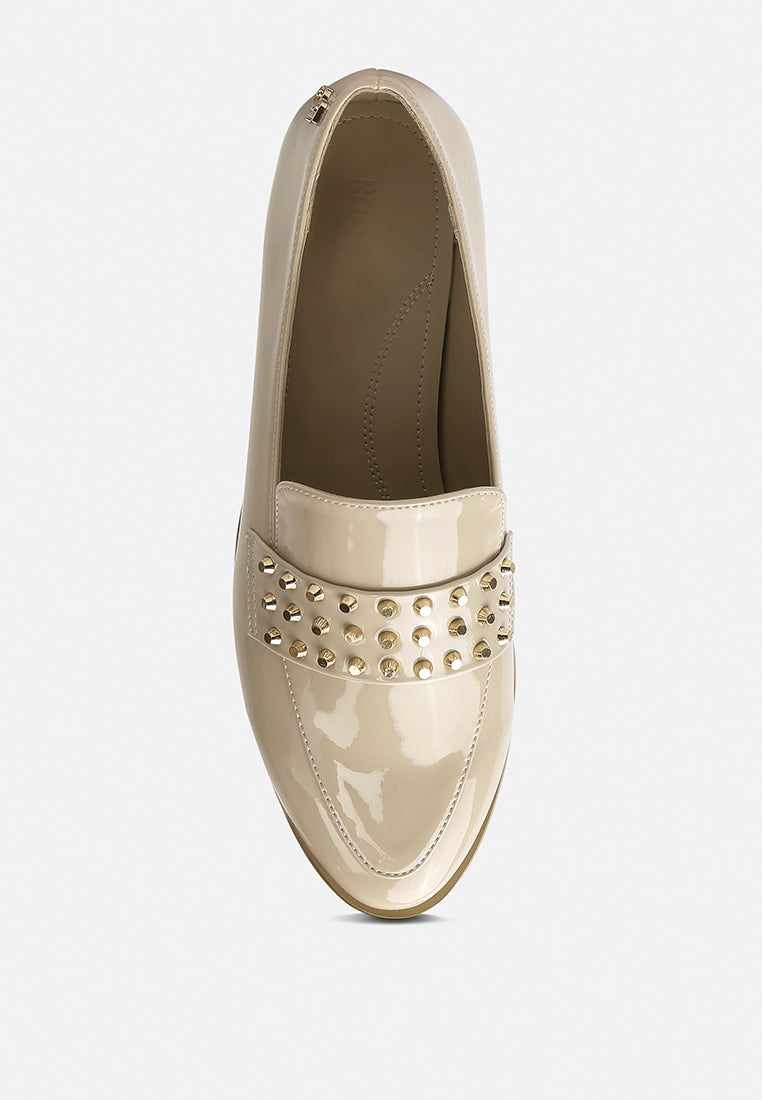 meanbabe semicasual stud detail patent loafers-19