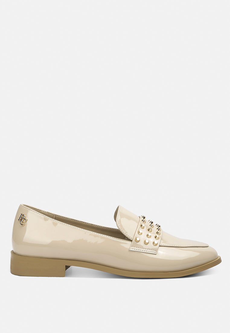 meanbabe semicasual stud detail patent loafers-14