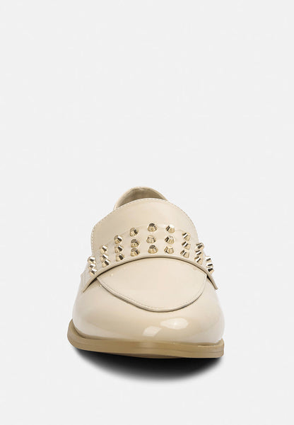 meanbabe semicasual stud detail patent loafers-16