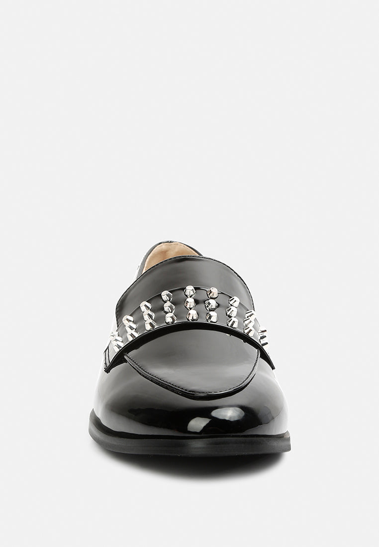 meanbabe semicasual stud detail patent loafers-23