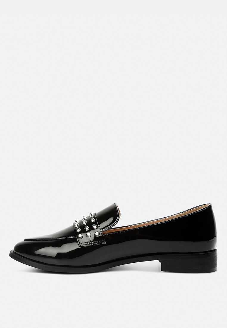 meanbabe semicasual stud detail patent loafers-24