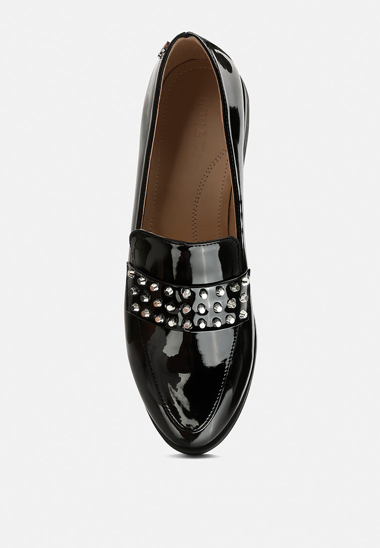 meanbabe semicasual stud detail patent loafers-26