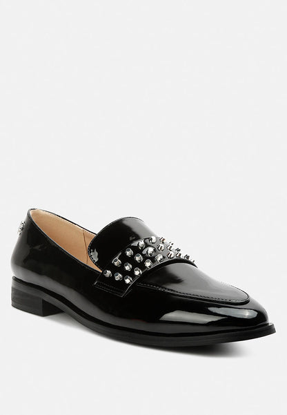 meanbabe semicasual stud detail patent loafers-22