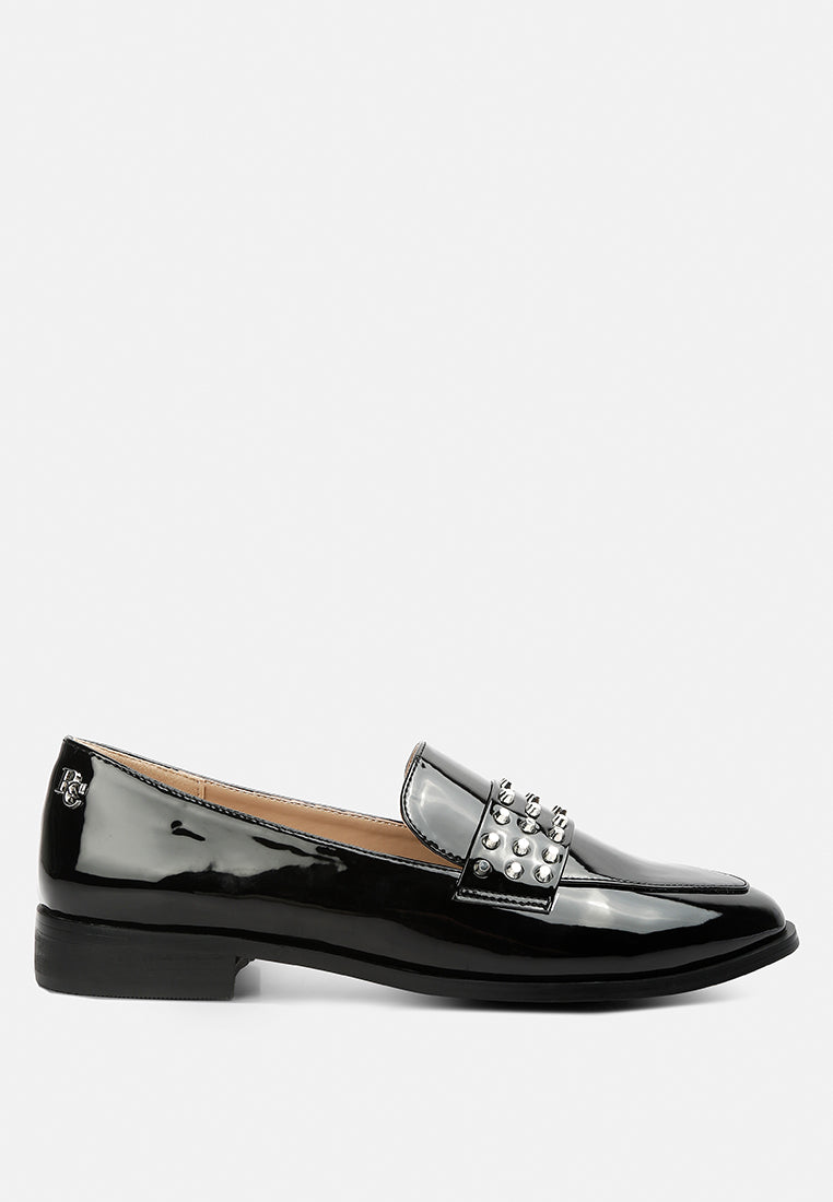 meanbabe semicasual stud detail patent loafers-21