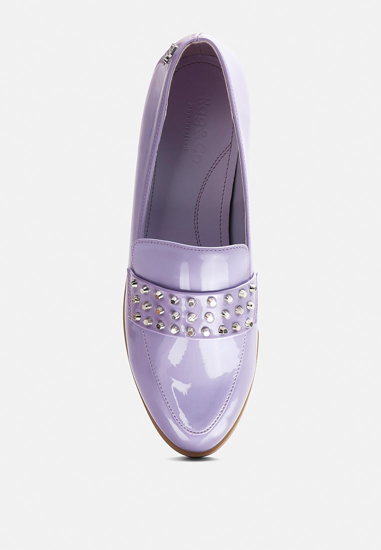 meanbabe semicasual stud detail patent loafers-12