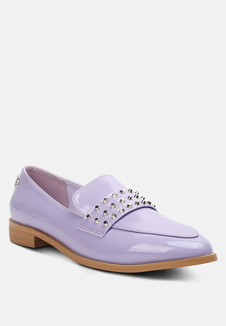 meanbabe semicasual stud detail patent loafers-8