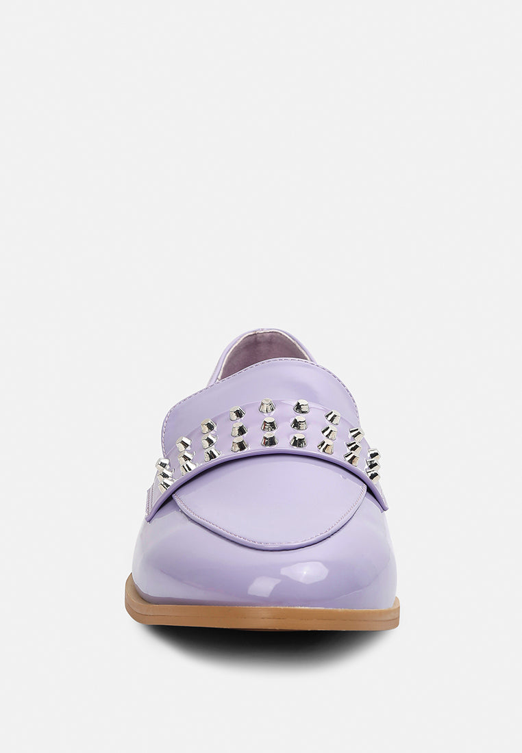 meanbabe semicasual stud detail patent loafers-9