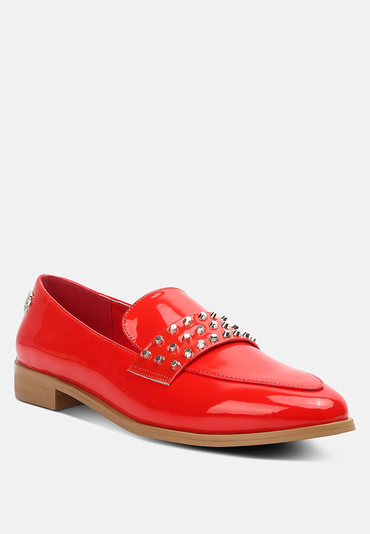 meanbabe semicasual stud detail patent loafers-1