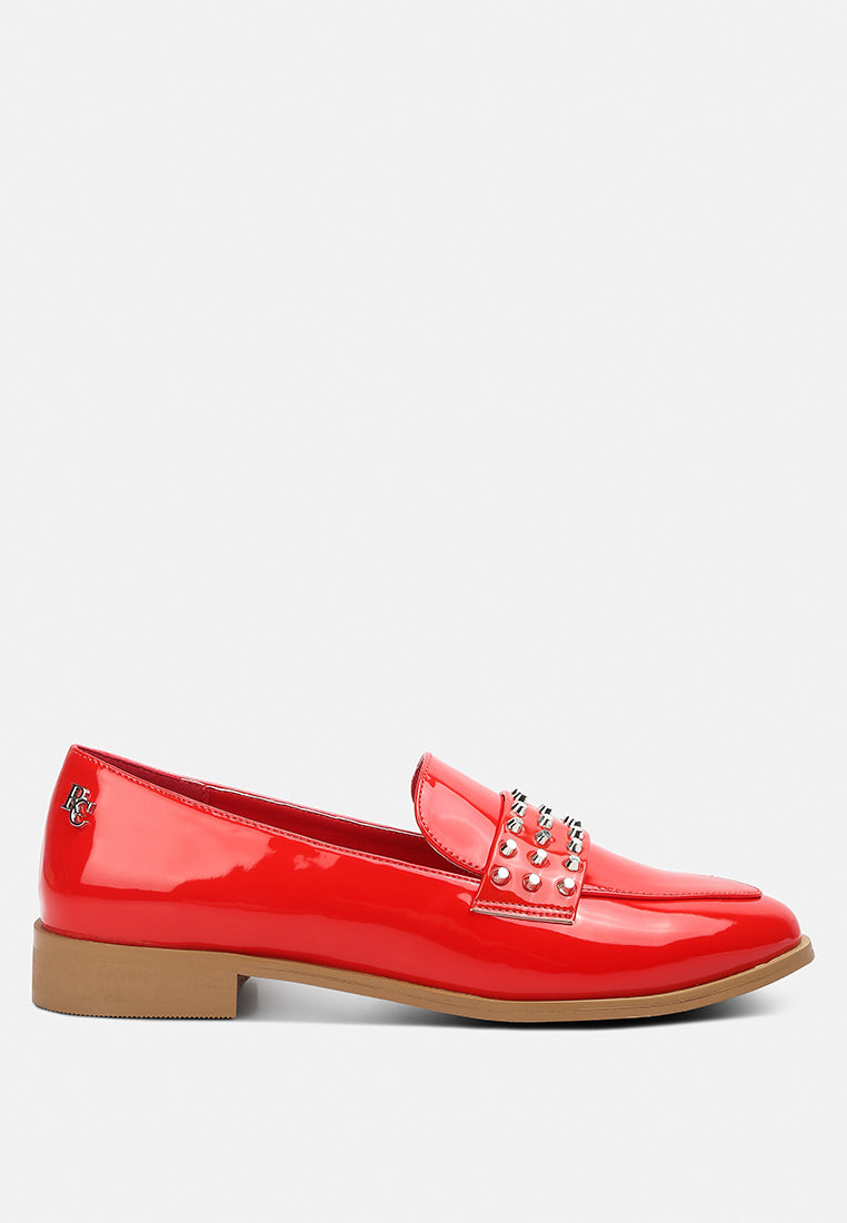 meanbabe semicasual stud detail patent loafers-0