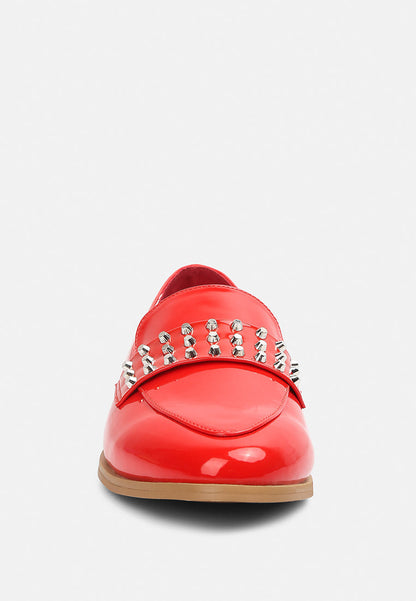 meanbabe semicasual stud detail patent loafers-2