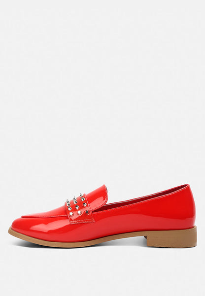 meanbabe semicasual stud detail patent loafers-3