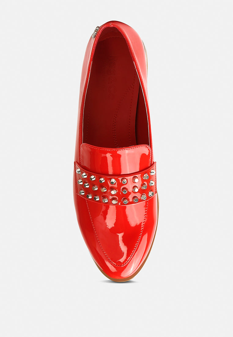 meanbabe semicasual stud detail patent loafers-5
