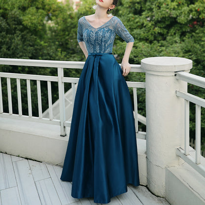 Lace Embroidery Long Evening Dress