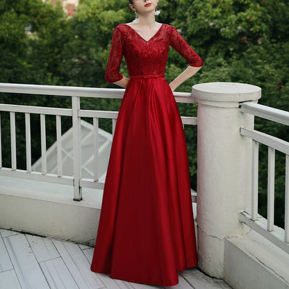 Lace Embroidery Long Evening Dress