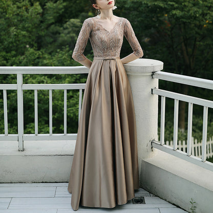 Lace Embroidery Long Evening Dress