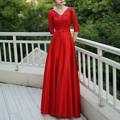 Lace Embroidery Long Evening Dress