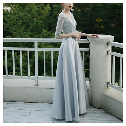 Lace Embroidery Long Evening Dress