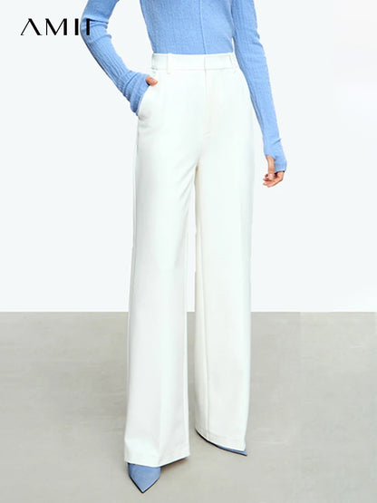 AMII Minimalist Loose Wide Leg Straight Trousers