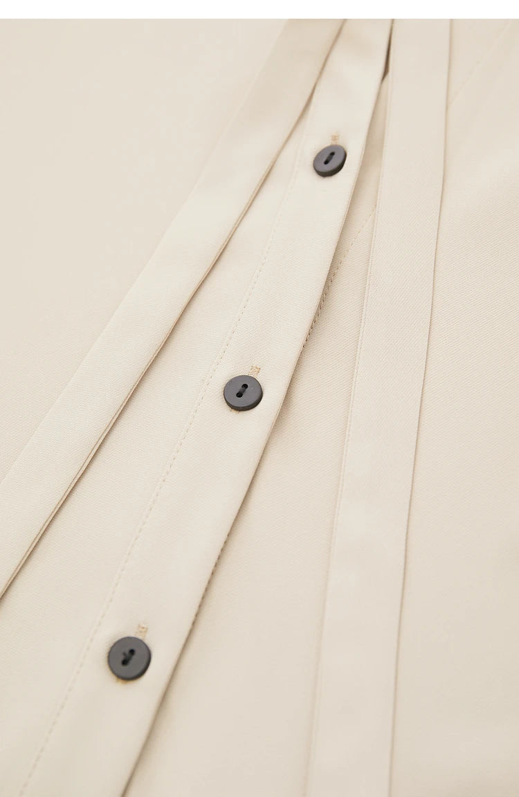 AMII  Stand Collar Lace Up Chiffon Blouse