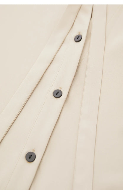 AMII  Stand Collar Lace Up Chiffon Blouse