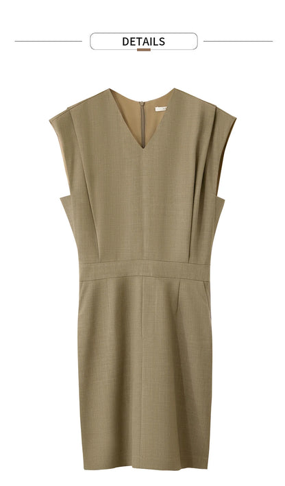 Amii Minimalism V-neck Two-piece Spliced Casual Dress