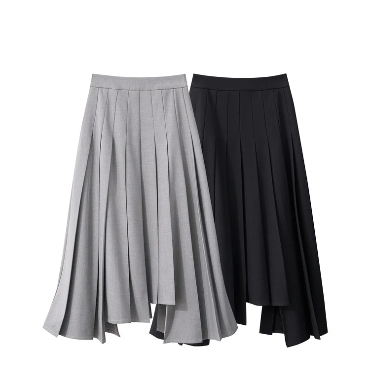 AMII Women's Pleated Skirts 2023 Winter New Three-dimensional Pleated Irregular Wool Loose A-line Solid Lady Skirt 12344247