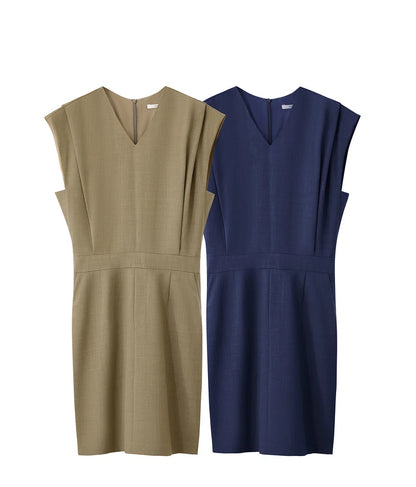 Amii Minimalism V-neck Two-piece Spliced Casual Dress