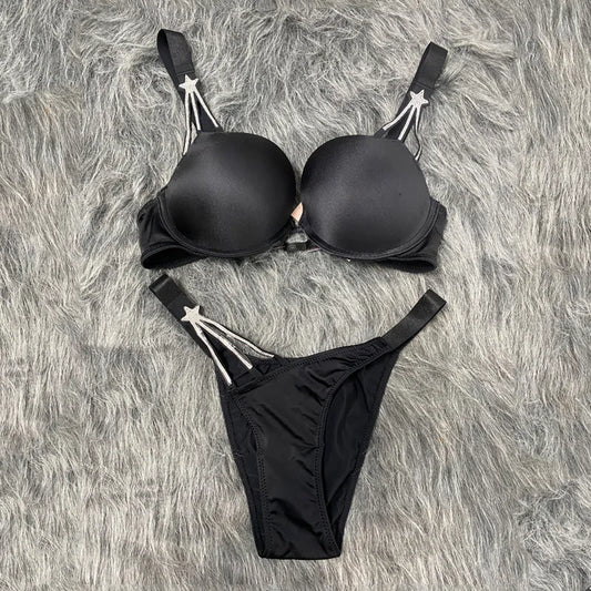 Star rhinestone bra and thong set
