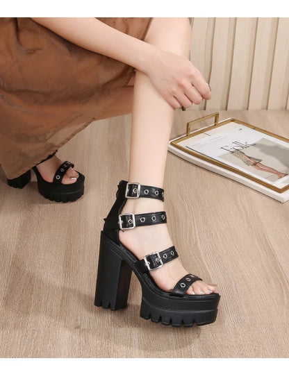 13cm High Heel Chunky Platform Sandasl