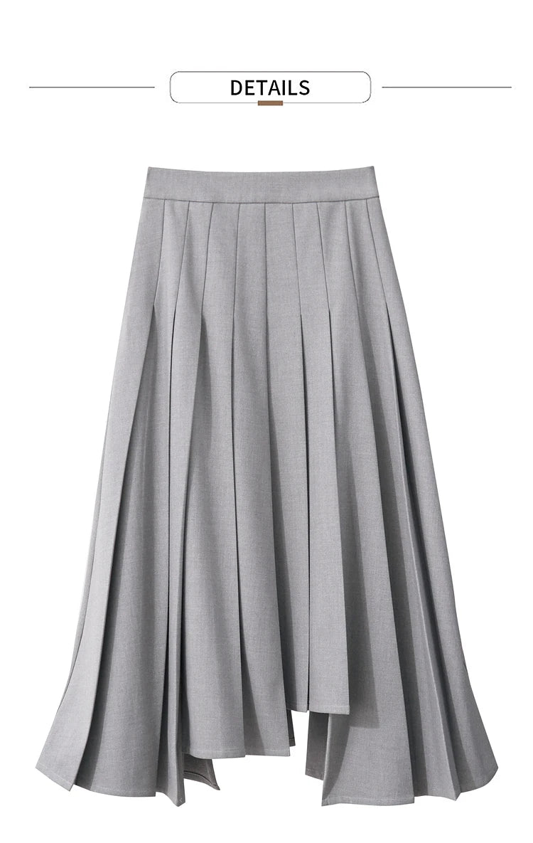 AMII Women's Pleated Skirts 2023 Winter New Three-dimensional Pleated Irregular Wool Loose A-line Solid Lady Skirt 12344247