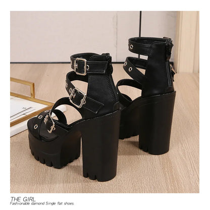 13cm High Heel Chunky Platform Sandasl