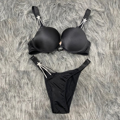 Star rhinestone bra and thong set