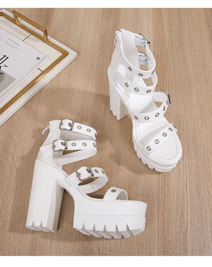 13cm High Heel Chunky Platform Sandasl