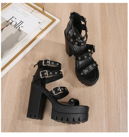 13cm High Heel Chunky Platform Sandasl