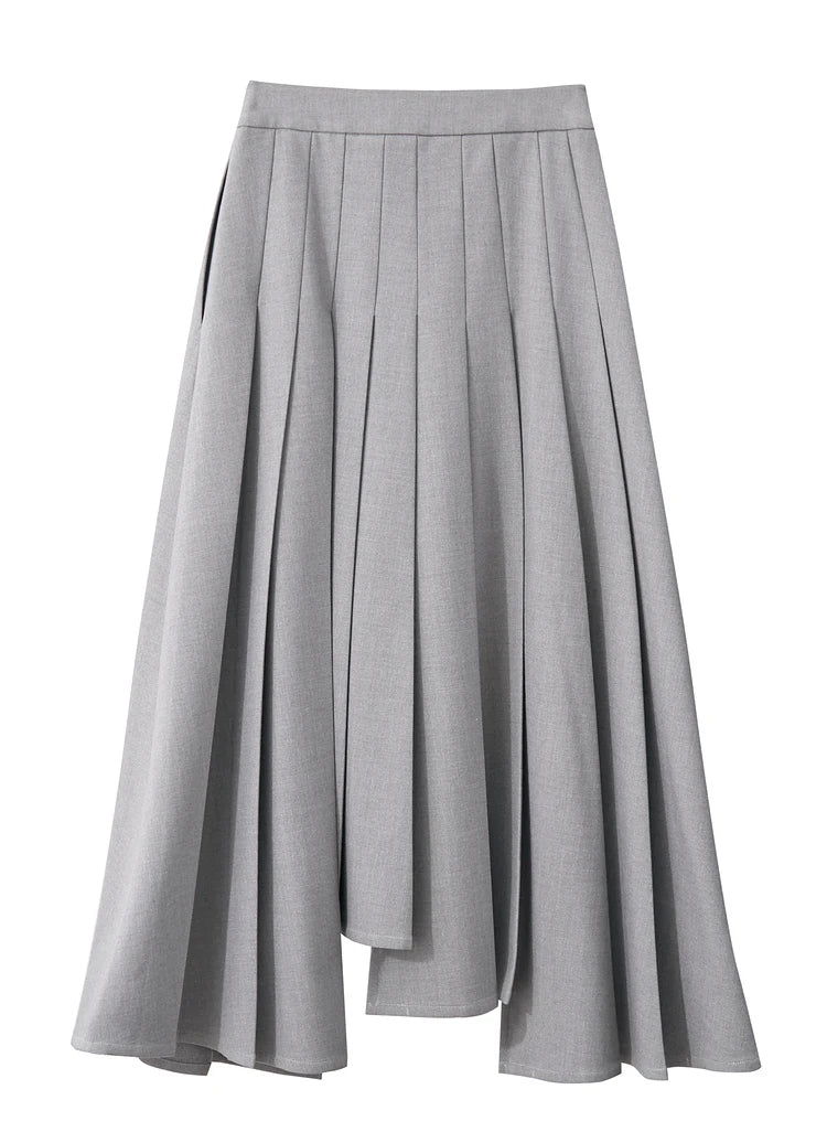 AMII Women's Pleated Skirts 2023 Winter New Three-dimensional Pleated Irregular Wool Loose A-line Solid Lady Skirt 12344247