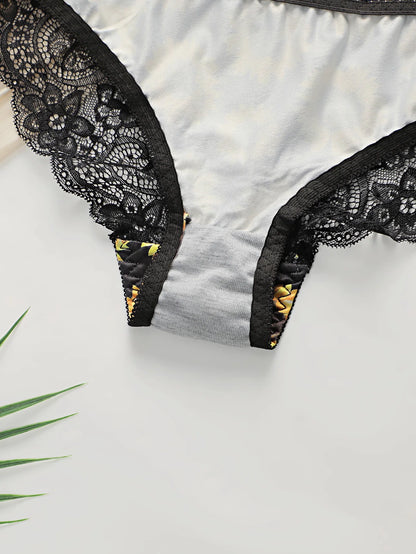 Chrysanthemum pattern push up bra and panties set